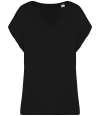 NS312 Native Spirit Ladies Oversized V Neck T-Shirt Black colour image